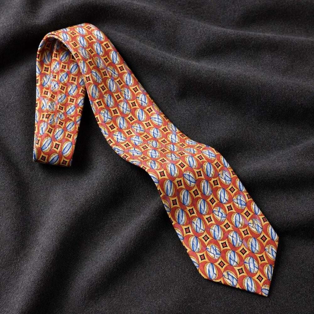 Keith Daniels Italy New York 100% Silk Geometric Pattern Necktie